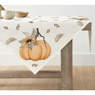 Artoid Mode Streifen Orange Kürbisse Blätter Herbst 85x85 cm Tischdecke