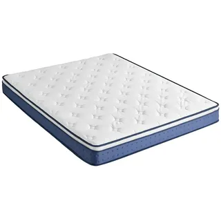 VASAGLE Federkernmatratze 160 x 200 x 20 cm, Gel-Memory-Schaum, mittelfest, Schlafzimmer, atmungsaktiv, blau - Blau