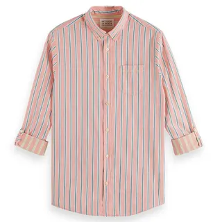 Scotch & Soda Dobby Langarmhemd - Coral Stripe - 2XL