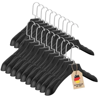 Intirilife Kleiderbügel in UNIVERSAL SCHWARZ - 20 Stück breite Kleiderbügel aus Kunststoff mit Anti-Rutsch Oberfläche Einkerbung - 39 x 4 x 15 cm - Garderobenbügel Wäschebügel Anzugbügel Jackenbügel