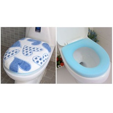homeyuser WC-Sitzbezug 2 Stück Waschbar Toilettendeckel & Tankdeckel Pads Toilettenmatte Toilettensitzkissen (blau)