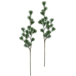 Kunstzweig Lärchenzweig 80cm 2er Set Tannenzweig Künstlicher Dekozweig Dekoast Tannengrün Deko Zubehör für Adventskranz Kranz Girlande Weihnachtsdeko AST Immergrün Koniferen
