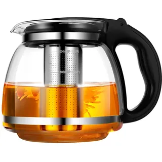 OUNONA - 2000ML Glas Teekanne mit Siebeinsatz, Borosilikat Glas Teebereiter mit Abnehmbarem Teesieb, Geeignet fr Teewarmer