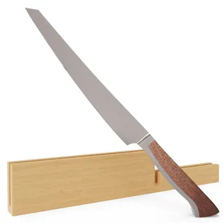 GÜDE Solingen - Schinkenmesser geschmiedet, 21 cm, Walnussholz, mit Holzscheide, CAMINADA, Tranchiermesser, Handmade Germany