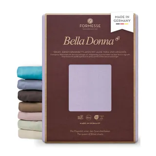 Bella Donna Jersey edles Spannbettlaken: Blickdicht, glatt, kein Pilling | FORMESSE Farbe Flieder; 200x220-200x240cm, bis 30cm; 97% Baumwollzwirn, 3% Elastan; Aloe vera&Arganöl, intensive Farben
