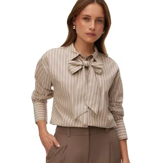 Vero Moda Islunn Langarmhemd - Silver Mink / Stripes Snow White - XL