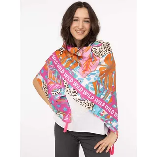 Zwillingsherz Modetuch "Viereck "Wild Dschungel"" mit Leoparden und Tasseln, bunt