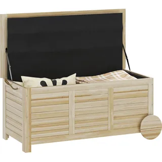 Outsunny Auflagenbox 185 L Stauraum Wasserdicht Gartenbox mit Rollen Holz wetterfest UV-beständig Kissenbox Aufbewahrungsbox Naturholz