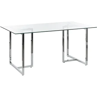 Beliani Esstisch 160 x 75 x 90 cm transparent/silber