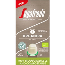 Segafredo Zanetti 80 kompostierbare Nespresso Organic-Kapseln, Bio-Espresso - 8 Packungen mit 10 Kapseln