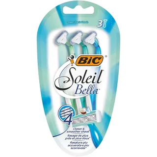 BIC Soleil Bella Nassrasierer Set Frauen, 4 Klingen, Für empfindliche Haut, 1 Packung - 3 Stück