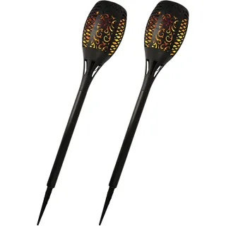 2er Pack LED- Gartenfackel Solar ( ca. 50cm hoch ) LED-Lampe 1,2V 300mAh Akku, inkl. Erdspieß, Solarlampe Flammenlicht