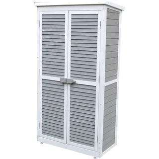 Leco Gartenschrank Momo 160 cm Grau-Weiß