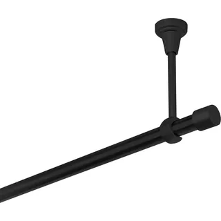 Gardinenstange Schwarz Matt stabile Vorhangstange 19 mm mit Endstück Kappe einfache Montage, Montageort: Decke, 1-läufig, 160 cm - Schwarz