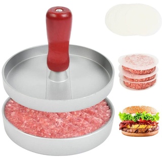 Burgerpresse mit 100 Blatt Antihaftpapier Lebensmittelqualität Aluguss Hamburgerpresse mit Antihaftbeschichtung Patty Presse mit ABS-Griff 11.5 cm Hackfleischpresse Burger Pattie Presse Burger Maker