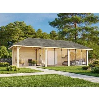 Palmako Pavillon Bianca Set 217 Slide 876 x 300 cm Lackiert Weiß FSC®