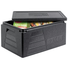 Bild Quadratische GN 1/1 Premium Transportbox Warmhaltebox und Isolierbox mit Deckel, Thermobox aus EPP (expandiertes Polypropylen), Schwarz, 42 Liter Boxer