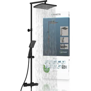 Schütte Trento Überkopf-Brauseset mit Thermostat Schwarz matt 150 cm