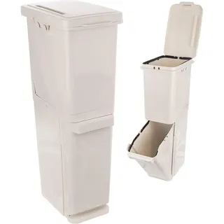Orion | Mülltrennsystem 2x17,5 l - Beigefarben - Platzsparend - Mülltrennbehälter - Mülleimer mit 2 Fächern - Beige