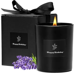 Toptime Duftkerzen im Glas, Geburtstag Lavendel Duftkerze für Zimmer Deko, Natürliche Sojawachs Happy Birthday Kerzen 30 Stunden Brenndauer, Luxus Kerzen im Glas Geschenke für Frauen Männer, 160g