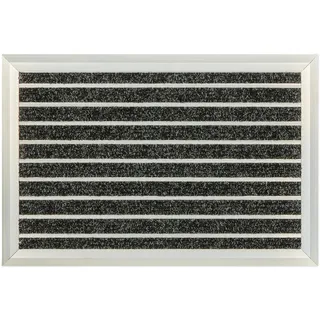 Relaxdays Fußmatte, Aluminium, 60 x 40 cm, rutschfest, Innen- & Außenbereich, wetterfester Türvorleger, Silber/schwarz