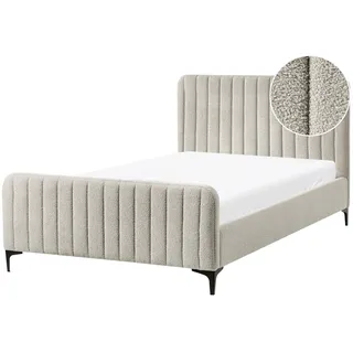 Beliani Bett mit Lattenrost Bouclé LUNAN 120 x 200 cm Beige