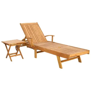 vidaXL Sonnenliege mit Tisch Massivholz Teak Braun - Braun