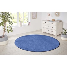 Bild Teppich rund, Kurzflor, Unifarben, Teppich, Weich, Esszimmer, Kinderzimmer, Flur, blau