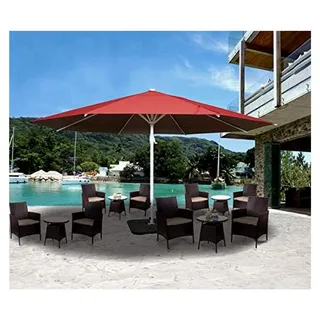 Sonnenschirm Meran II, Gastronomie Marktschirm, Ø 5m Polyester/Alu Mast weiß 28kg mit Ständer - Rot, Weiß, Schwarz