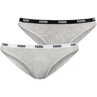 PUMA Bikinislip »Iconic« Packung, 2er-Pack, mit schmalem Logo-Webbündchen, grau