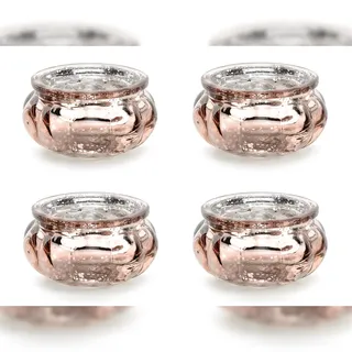 Partydeco Teelichtgläser 6x3cm Kerzenhalter Windlicht Kerzenglas 4er Set Hochzeit/partydeco.pl Vintage Teelichhalter aus Glas in schick-rustikaler Optik 4 Stück (roségold, 3 cm)