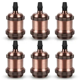 DiCUNO E27 vintage solid Lampenfassung, Red Copper, DIY Zubehör, 6er Pack