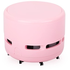 FineInno Mini-Sauger batteriebetrieben Tischstaubsauger Klein Handstaubsauger Desktop Vacuum Cleaner für Büro zuhause und Auto (reines Rosa)