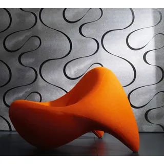 marburg Tapete Grau Silber Glänzend Linien Wellen Geschwungen Vliestapete Ideal für Wohnzimmer Colani Visions Made in Germany 10,05m x 0,70m 53340