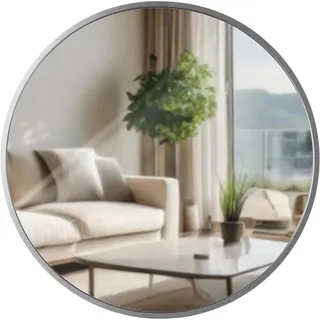 CLP Wandspiegel rund 45 cm Metall silber , Silberfarben , 45x45x3 cm , Spiegel, Wandspiegel