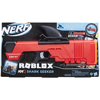 NERF Roblox MM2: Shark Seeker Dart-Blaster, Haifischflossen-Action, 3 Mega Darts, Code zur Freischaltung eines virtuellen In-Game Items