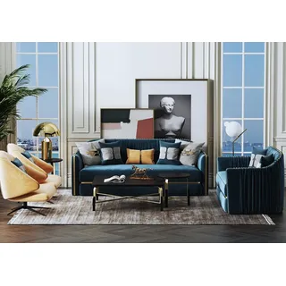 Sofagarnitur 3+2 Sitzer Set Design Sofa Polster Couchen Couch Modern Garnitur - Blau