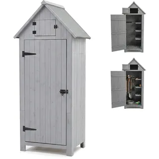 Relaxdays Gartenschrank, Holz, wetterfestes Dach, 3 Einlegeböden, HBT: 179 x 77 x 53 cm, Geräteschuppen Garten, Farbwahl