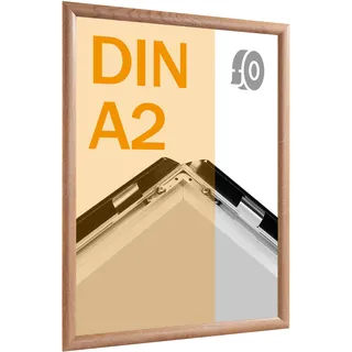 Klapprahmen A2, selbstklebend, Gehrung, holzoptik hell holzoptik hell  | Gehrung, Aluminium