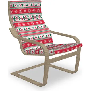 ABAKUHAUS Weihnachten Poäng Sessel Polster, Reindeer Snowflake, Sitzkissen mit Stuhlkissen mit Hakenschlaufe und Reißverschluss, Vermilion Grün Weiß - Grün