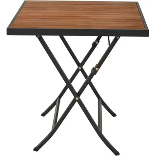 Merxx "Patmos" Gartenklapptisch, 70 x 70 cm, Stahl mit Akazienholz - Grau, Braun