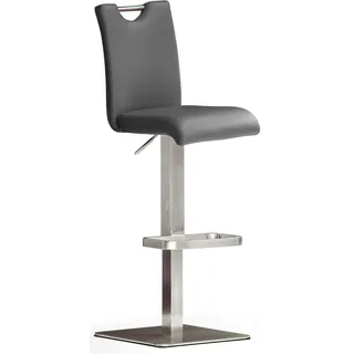 Bistrostuhl MCA FURNITURE "BARBECOOL Barhocker Bistrostuhl Tresenhocker", grau (grau, edelstahl gebürstet, grau), B:40cm H:91cm T:50cm, Polyurethan, Stühle, Bistrostuhl, mit Rückenlehne, Bodenplatte eckig, 180 drehbar Sitzhöhe von 55-80 cm