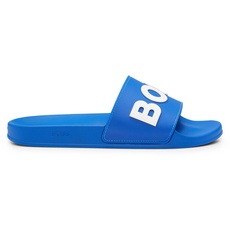 BOSS Herren Kirk Slid In Italien gefertigte Slides mit erhabenem Logo Blau 44 Größe 44