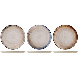 H&h set 12 piatti piani artisanal in stoneware cm 27