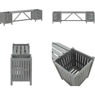 vidaXL Gartenbank mit 2 Pflanzkübeln 150 cm Massivholz Akazie Grau - Gartenbank - Gartenbänke - Holz-Gartenbank - Holz-Gartenbänke - Grau