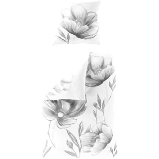 BIERBAUM Bettwäsche 5332 Mako-Satin Silber 135 x 200 cm + 2 x 80 x 80 cm