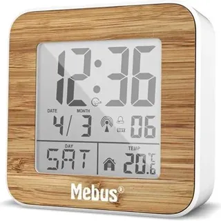 Mebus 27247 Weiss/Holzoptik Funkwecker digital - Weiß