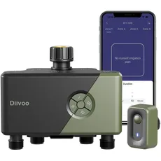 Diivoo Bewässerungscomputer WLAN 4 Ausgänge mit 60M RFID-Technologie, Wasser Zeitschaltuhr mit Alexa Sprachsteuerung & 6 Bewässerungspläne, Automatische Bewässerungsuhr mit WiFi Hub für Garten Rasen