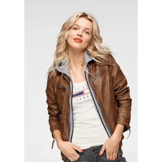 Mauritius Lederjacke »NOLA«, mit Kapuze, Two-in-One Style - mit abnehmbarer Jersey-Kapuze, braun