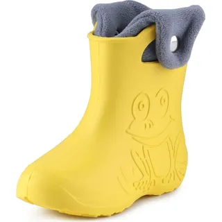 Ladeheid Eva Kinder Jungen Mädchen Gummistiefel Regenschuhe gefüttert Regenstiefel Gummischuhe LA-CA-04 (Gelb/Grau, 24/25 EU) - Gelb - 24,5